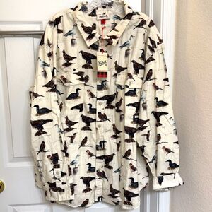 NWT Woolrich x Target Bird Print Cotton Flannel Button Down Shirt Size 2XL